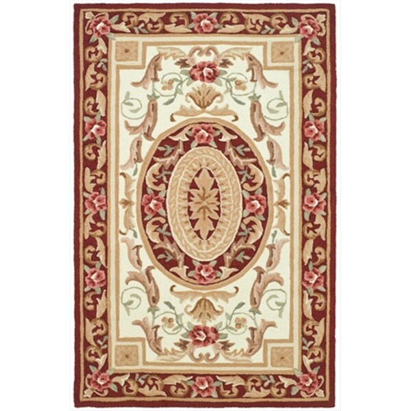 Safavieh 6 x 9 ft. Medium Rectangle- Transitional DuraRug Ivory And Burgundy Hand Hooked Rug EZC472A-6 - main